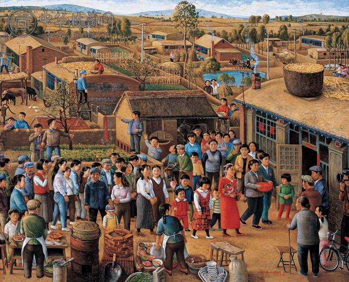 陈树中 野草摊的迎亲 油画 画布