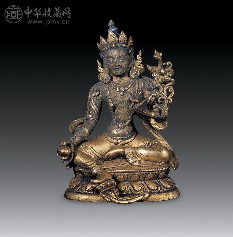 清代 铜鎏金续财度母坐像