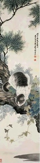 近现代 刘奎龄 耄耋图 轴