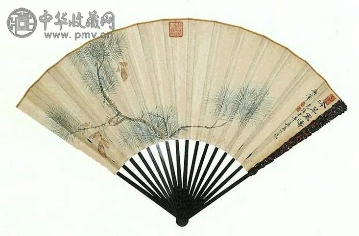 清 慈禧 冷翠寒涛 成扇