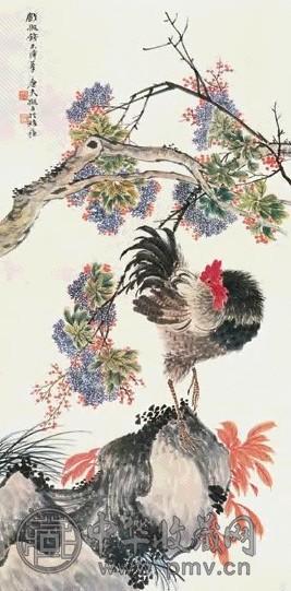 陆恢 大吉图 立轴 设色纸本