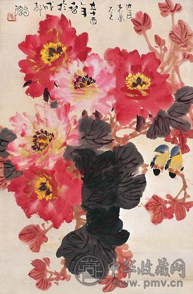 谭昌镕 辛酉(1981年)作 牡丹 立轴 设色纸本