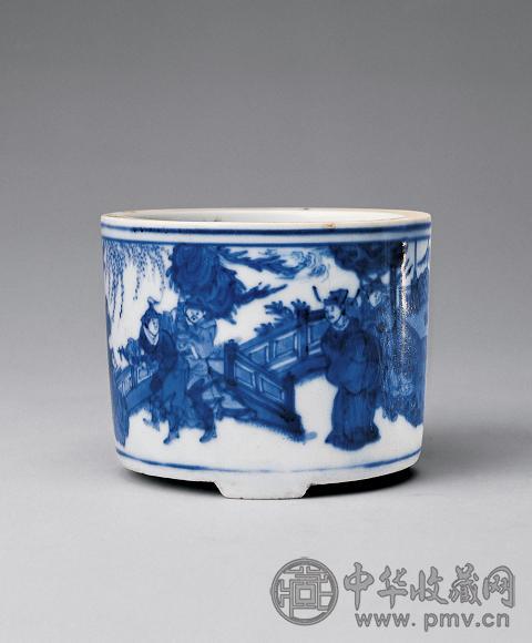 清康熙 青花戏曲人物图小炉