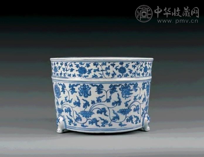 明正德 青花缠枝莲炉