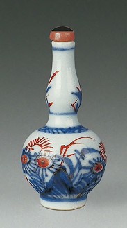 清康熙 青花矾红葫芦形烟壶