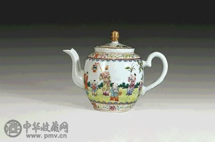 民国 粉彩婴戏茶壶