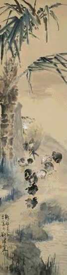 刘海粟 邹鸡觅食 轴