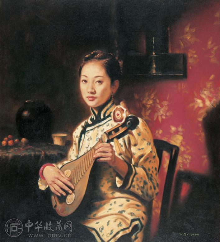 陈宏庆 琴声悠悠 布面 油画