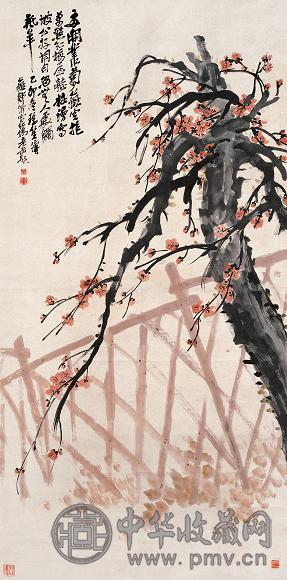 程璋 胡郯卿 1939年作 红梅 立轴 设色纸本