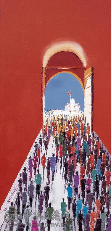 洪浩昌 2005年作 天安门广场 布面 油画