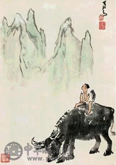 现代 李可染 看山图 轴