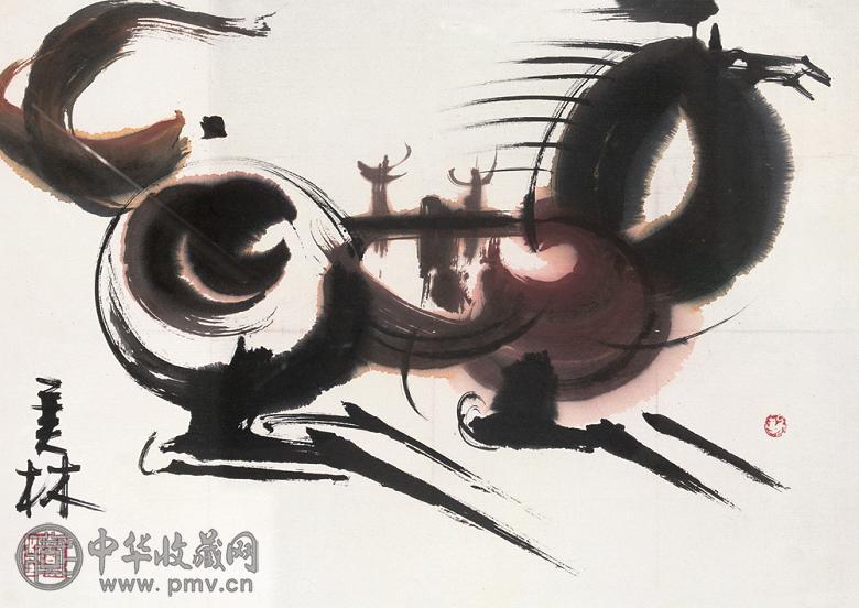 韩美林 当代 奔马 镜心 设色纸本