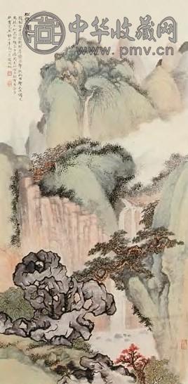 吴湖帆 辛未三月(1931年)作 松壑奔泉 立轴 设色纸本