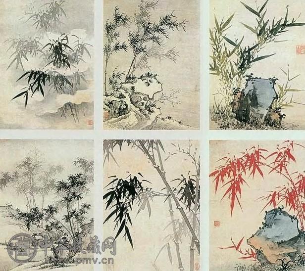 诸昇 竹石图 册页(12开选4)