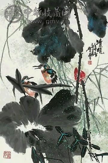 闰学曾 清晓 立轴 设色