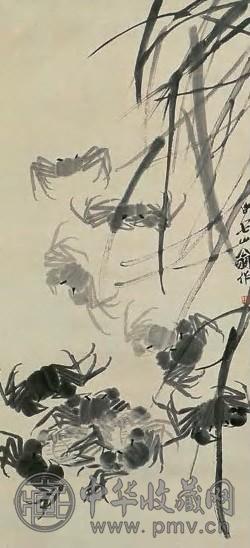 齐白石 群蟹 立轴 水墨纸本