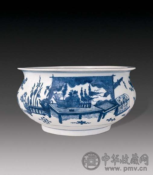 清乾隆 青花博古炉