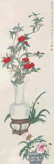 汤世澍 清供图 立轴 设色纸本