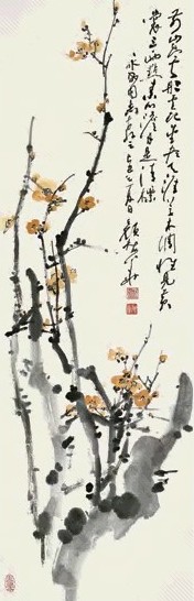 颜梅华 1989年作 梅花图 镜片 设色纸本