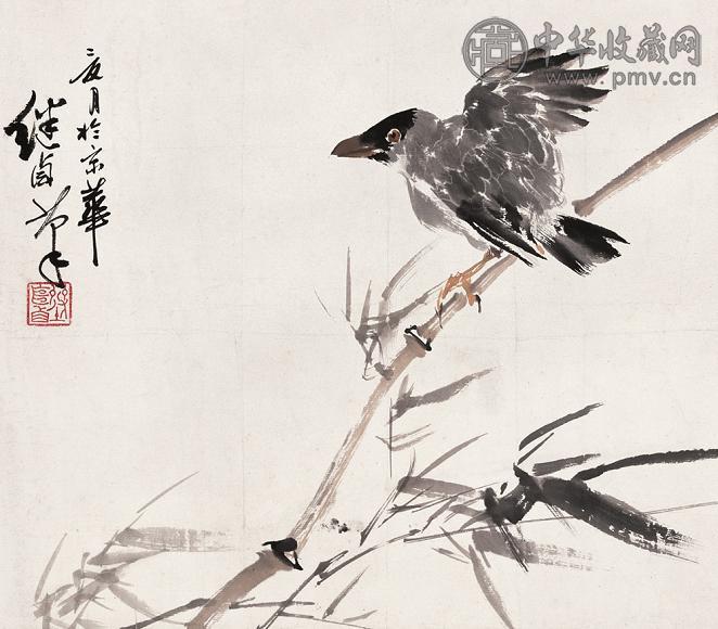 刘继卣 鸣雀图 镜心 设色纸本