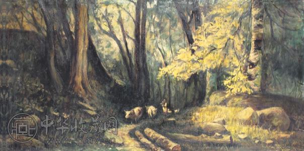 李瑞年 林中晨曲 布面 油画