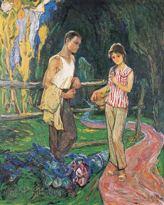 罗尔纯 刘范国 1979年作 山乡春暖 布面 油画