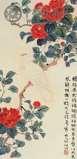 陆抑非 花鸟图 立轴 纸本设色