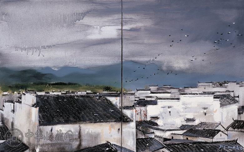 项春生 2006年作 皖南民居 布面 油画
