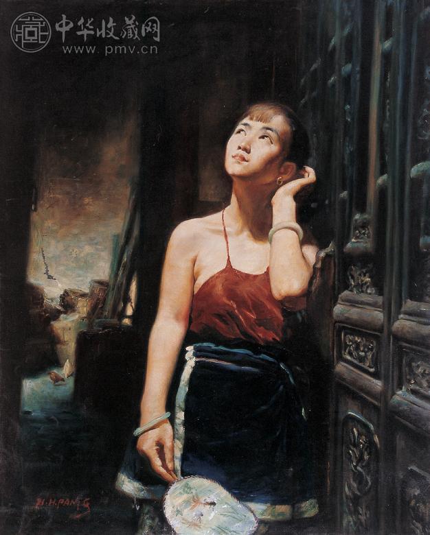 潘鸿海 1991年作 红杜兜系列之三 布面 油画