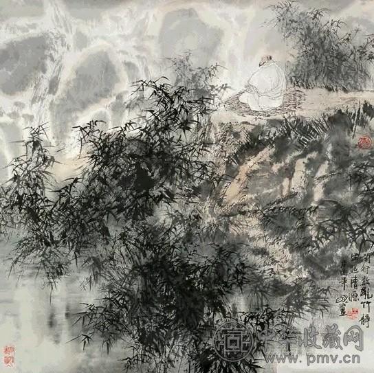 王明明 1993年作 竹林高士 镜心 设色纸本