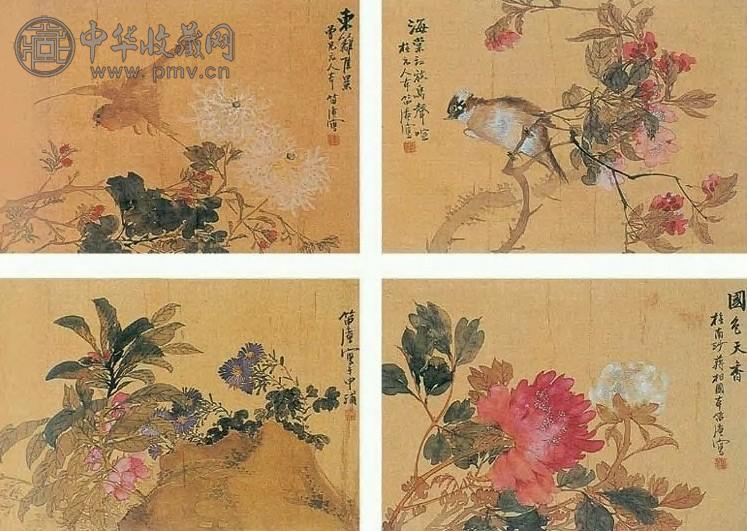 项寿梓 花鸟争喧 册页(8开) 绢本设色