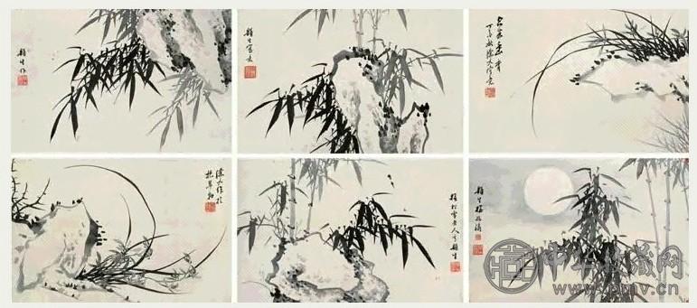 梅韵生 兰石图 册页 二十四开 绢本设色