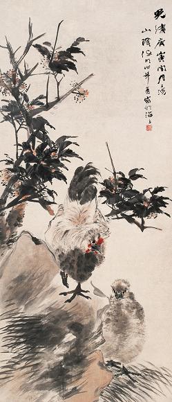 任颐 金桂双吉 立轴 设色纸本