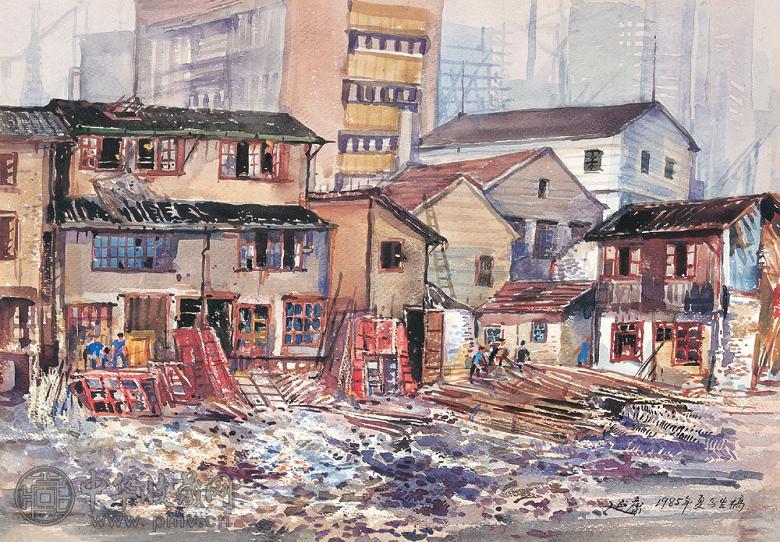 钱延康 水彩写生 纸本 水彩