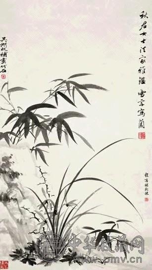 吴湖帆 竹石幽兰 轴