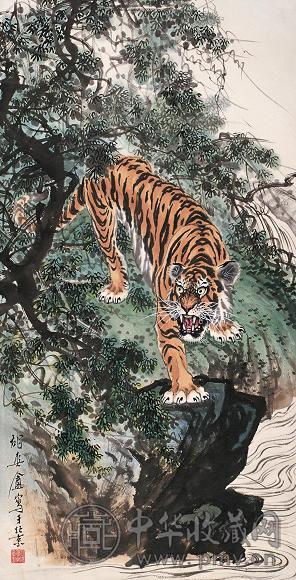 胡爽庵 虎 立轴 设色纸本