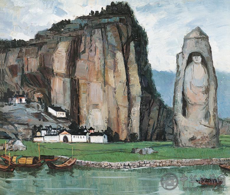 金一德 绍兴柯岩 布面 油画