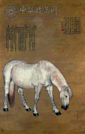 郎世宁 骏马 立轴 设色绢本