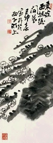 姜宝林 墨梅 立轴 墨色纸本