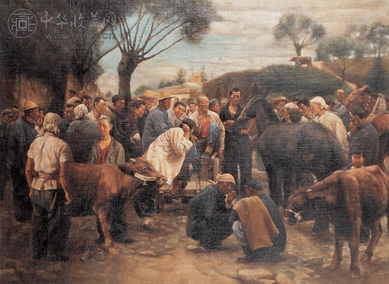 王卫东 1992年作 山村轶事 布面 油画