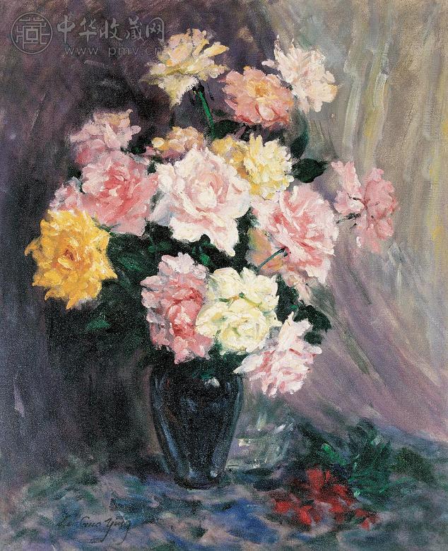 陆国英 瓶花Ⅰ 布面 油画