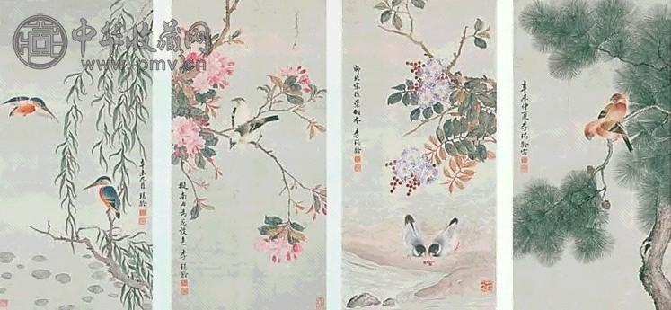 李瑞龄 花鸟(4帧) 镜心 设色绢本