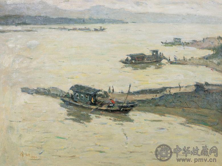 马常利 1982年作 富春江畔 布面 油画