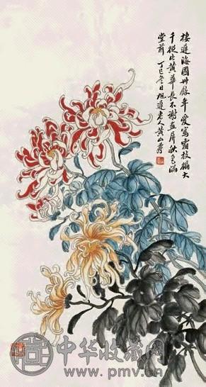 黄山寿 菊花 镜心 设色纸本