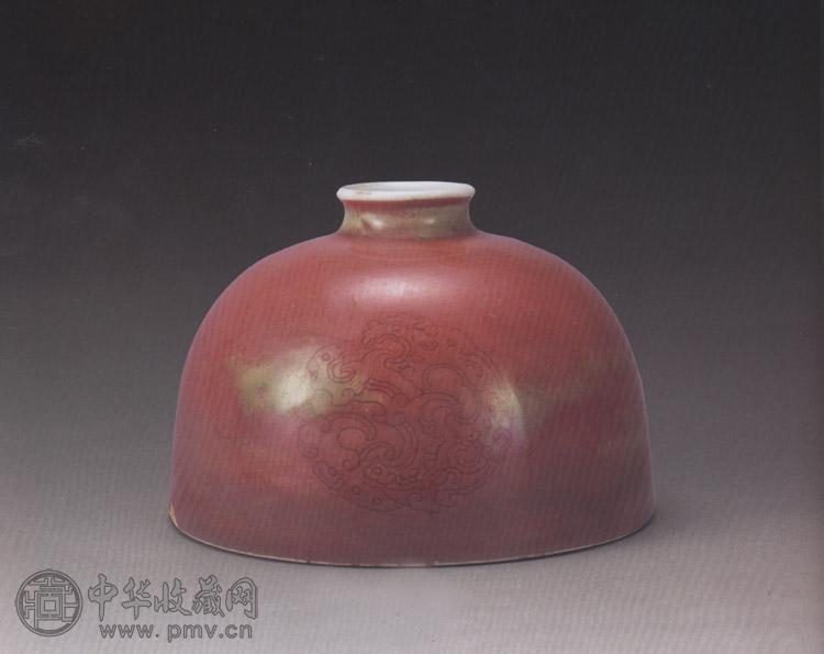 清康熙 豇豆红暗刻夔龙太白尊