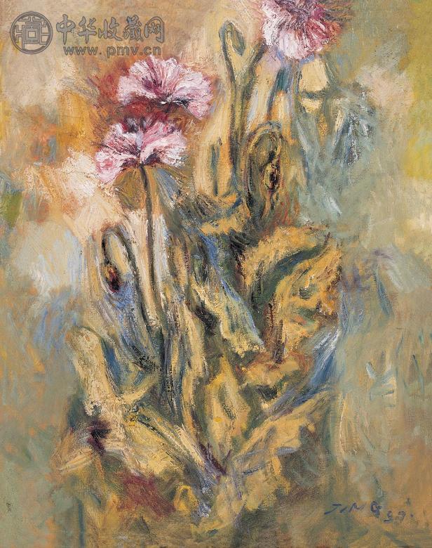 井士剑 1999年作 婴粟花 布面 油画