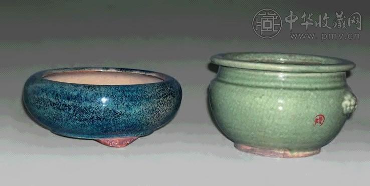 清 宜钧釉、豆青釉炉各一只