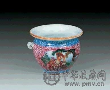 粉彩西洋人物鸟食罐