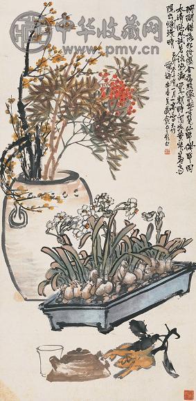 吴藏龛 珊瑚错落 立轴 设色纸本