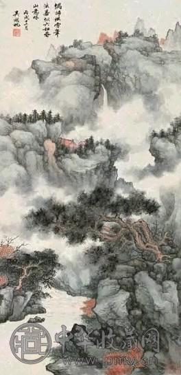 吴湖帆 1946年作 春山图 立轴 设色纸本